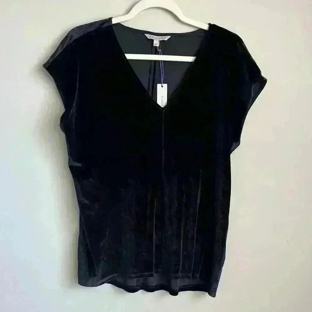 41 Hawthorn Short Sleeve Velvet Blouse Women’s Large NWT